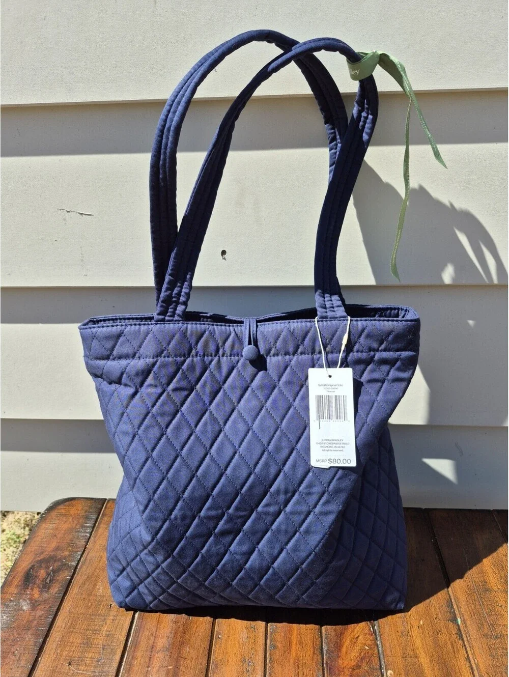 Vera Bradley Premium Cotton Small Original Tote Handbag, Peacoat, One Size,